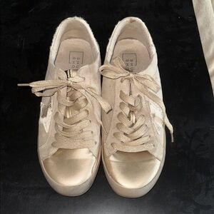 ShuShop Women's Sneakers in Gold and Cream